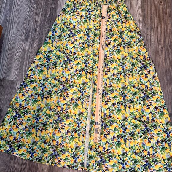 NWT Alexia Admor Maxi Slit‎ Dress Flutter Sleeve Yellow Teal Floral Women’s Sz 6 - Picture 6 of 11